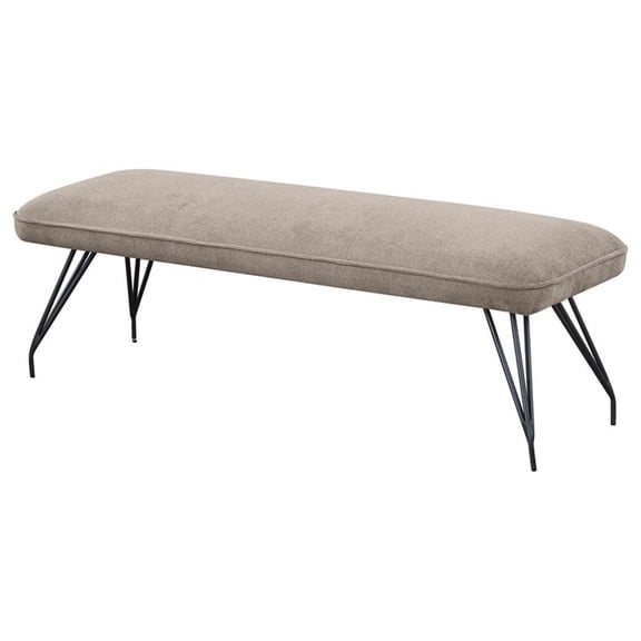 Pemberly Row Mid-Century Fabric Upholstered Dining Bench Taupe