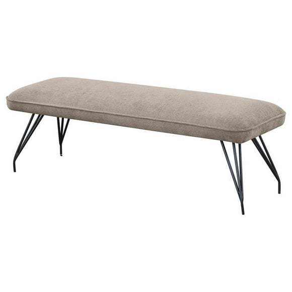 Pemberly Row Mid-Century Fabric Upholstered Dining Bench Taupe