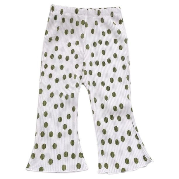 Odeerbi 1-7 Años Niñas Hielo Seda Pantalones Acampanados Lunares Pantalones Color Sólido Pantalones Transpirables