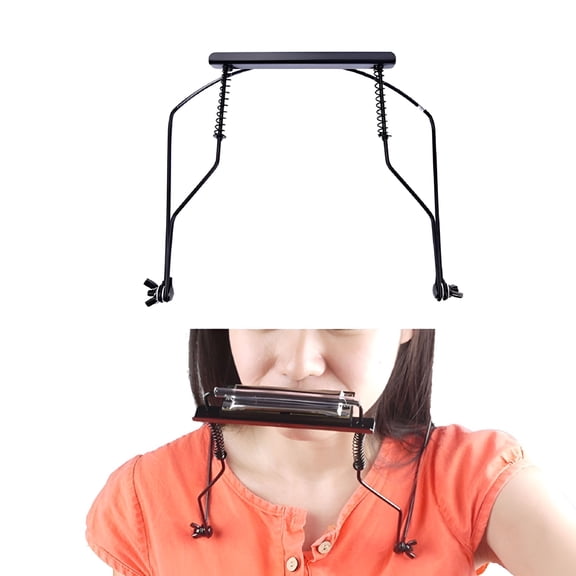 QAYOZ 10-Hole Harmonica Neck Holder Adjustable Music Mouth Organ Stand Harp Metal Rack