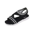 thumbnail image 3 of Women's Breathable Knit Flat Sandals Wide Width Round Toe Summer Casual Sandals Stretch Mesh Soft Bottom Lightweight Walking Shoes Non Slip Outdoor Beach Sandals, 3 of 10