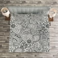 thumbnail image 3 of Ambesonne Oriental Quilted Bedspread Set 3 Pcs, Monochorme Pattern, King Size, White and Black, 3 of 3