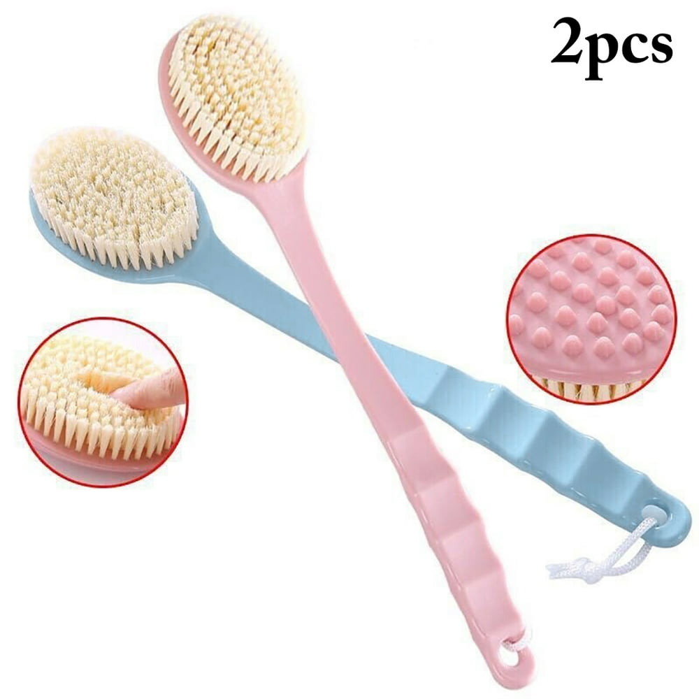 2Pcs Bath Brush with Long Handle, Skin Exfoliating Professional Shower