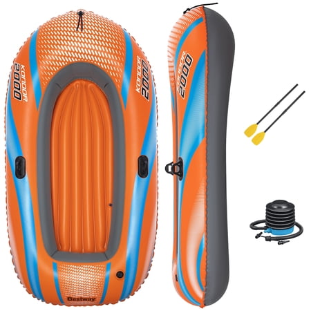 H2OGO! Kondor 2000 Inflatable Raft Set - 6'1" x 38" - Orange & Blue, Fits 1 Adult & 1 Child, Oars & Hand Pump, Water Sports Boat, 210lb Cap, Ages 6+