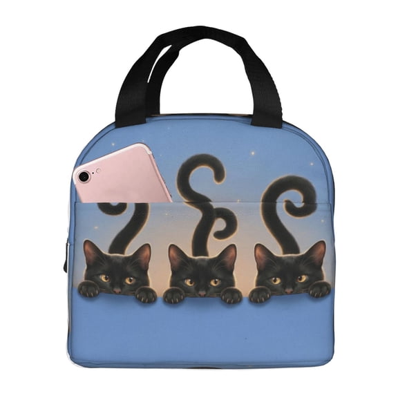 Black Cat Insulated Lunch Bag Lunch Box,Leakproof Small Lunch Tote For Men Women,Reusable Lunch Cooler Tote Bag For Office Work Picnic