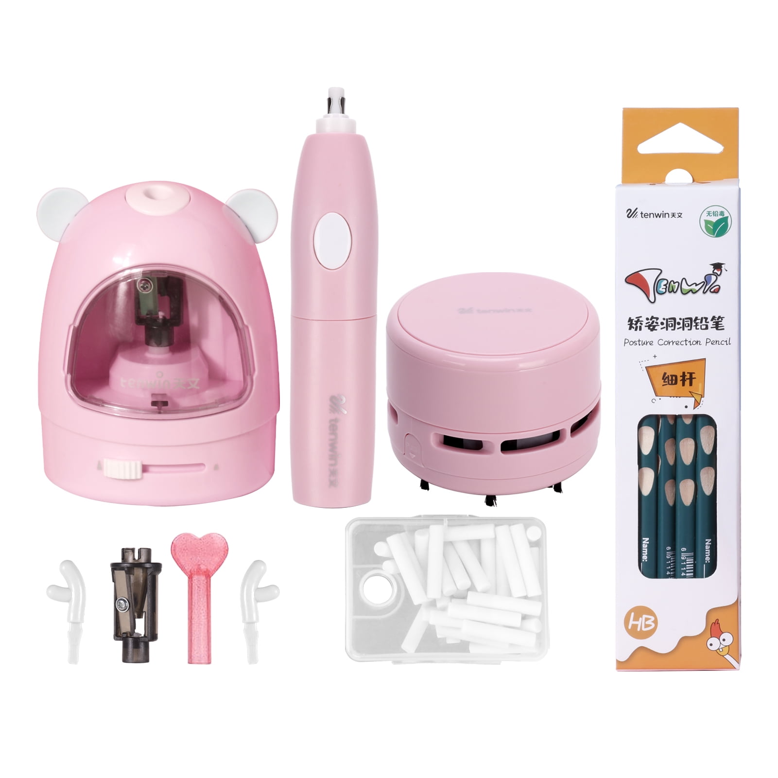  Electric Pencil Sharpeners for Kids, Pink School Supplies for  Girls Includes Electric Pencil Sharpener/Vacuum Cleaner/Easer, Colored  Pencil Sharpener for Home Classroom,Birthady Back to School Gift : Office  Products