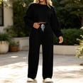 thumbnail image 2 of Turilly Women Ladies Clothes Set of 2 Women's 2 Piece Sweater Outfits Set Oversized Pullover Hoodie Wide Leg Pants Loose Knitted Sweatsuit, 2 of 6