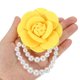 thumbnail image 4 of Broche de Flor de Camelia de Tela Perlas Pins Pulsera Doble Uso para Mujeres Amarillo, 4 of 7