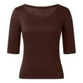 thumbnail image 5 of Wangmeiwg Women's Half Sleeved T Shirt Solid Color Basic Slim Fit Top Women Tops Spandex, 5 of 5