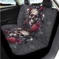 thumbnail image 3 of HUISEFOR 14 Pieces Rose Skull Car Seat Covers Full Set for Women Men Including Steering Wheel Cover, Belt Cover, Center Console Cover, Breathable, Comfortable, Fit for Most Sedans SUVs, 3 of 5
