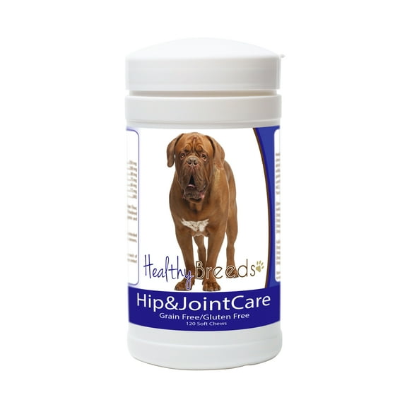 Healthy Breeds Dog Hip and Joint Care Supplement Soft Chews for Dogue de Bordeaux, Bacon Flavor, Gluten & Grain Free, Glucosamine Chondroitin Organic Turmeric Support 120 Count