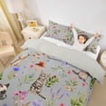 thumbnail image 3 of jejeloiu Gray Watercolor Cat Duvet Cover Set For Kids,Cute Floral Kitten Bedding Full For Girl,Reversible,3-Piece(No Comforter), 3 of 6