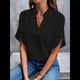 thumbnail image 3 of Blusa de para Mujer, Cuello en V, Estilo Túnica Elegante. Negro L, 3 of 5