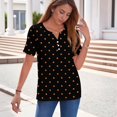 thumbnail image 4 of Womens Short Sleeve Henley Shirts Halloween Print Tunic Tops Loose Casual Clothes, 4 of 5