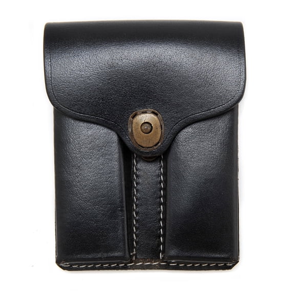 World War Supply Double Magazine Pouch .45 Caliber Leather Black Without Hanger