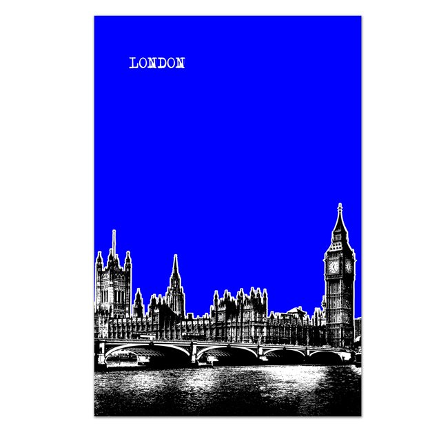 Renditions Gallery London Skyline Cityscape Giclee Print Poster, 24x36, Blue