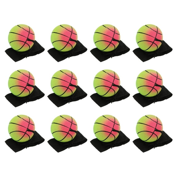 Uxcell 2.5 Inch Sports Wrist Ball, 12Pcs Basketball Rubber Rebound Wristband Wrist Return Ball Sport on A String for Exercise Play, Mixed Colors
