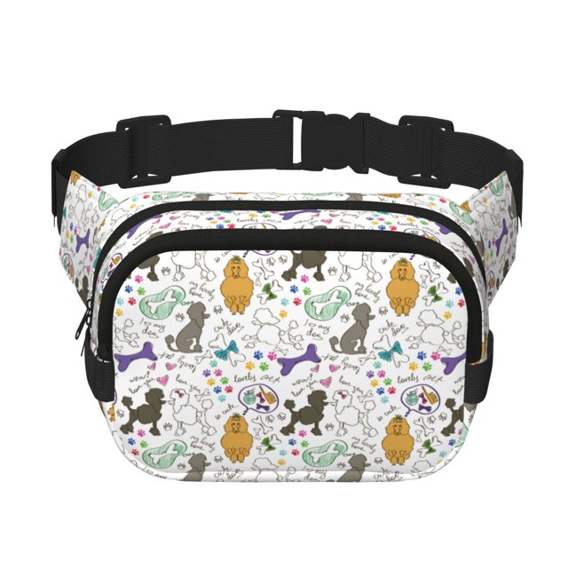 Disketp Colorful Poodle Dog Riñonera de Doble Capa, Bolsa de Cintura Ajustable para Viajes, Correr y Senderismo, Riñonera Ligera para Hombre y Mujer