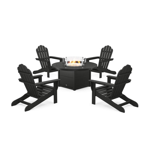 Trex Outdoor Furniture 5-Piece Monterey Bay Oversized Adirondack Conversation Set with Fire Pit Table in Charcoal Black