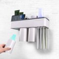 thumbnail image 2 of Magnetic Toothcup Toothbrush Holder Dustproof with Super Sticky Suction Pad Wall Mounted Kids Hands Free Space Saving Multi-function Storage Box for Family Washroom Bathroom, 2 of 9