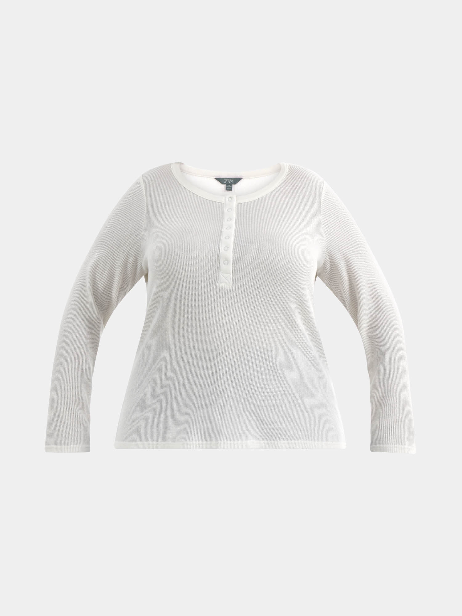 Terra & Sky Women’s Plus Waffle Henley 2 Pack, Sizes 0X-5X