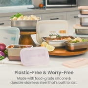 Bentgo MicroSteel Heat & Eat Container – Microwave-Safe, Leak-Proof, Easy-to-Clean, Lightweight Stainless Steel Reusable Food Storage with Airtight Silicone Lid (Snack Size; 2-Cup Capacity; Rose)