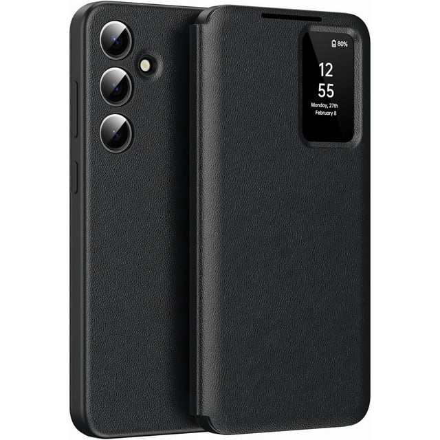 MYKOMI for Samsung Galaxy S25 Ultra Case Smart Clear View, Slim Design Phone Case, with Wallet Leather for Samsung S25 Ultra Phone Case, Card Holder Pocket Cover Galaxy S25 Ultra 5G Case Smart View