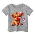 thumbnail image 3 of Tfken Toddler Girl Kids T-Shirts Crew Neck Short Sleeve Tops Cow Print Quick Dry Soft Girls Tee Grey Size 4-5 Years, 3 of 4