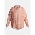 thumbnail image 5 of Terra & Sky Women's Plus Linen Striped Boyfriend Shirt, Sizes 0X-5X, 5 of 5