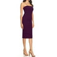 thumbnail image 2 of Women's Elastic Tube Top Strapless Basic Casual Solid Slim Bodycon Midi Dress S-3XL Eggplant S, 2 of 3