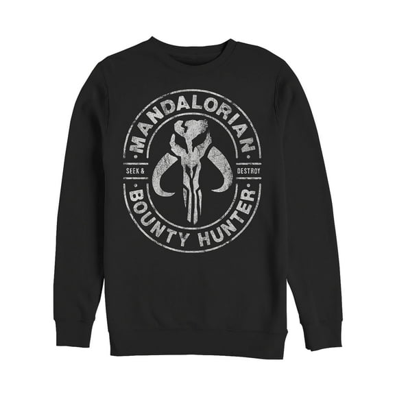 Men's Star Wars: The Mandalorian Seek & Destroy Stamp Sweatshirt Black Large