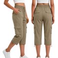 thumbnail image 4 of felwors Womens Capris with Pockets Loose Fit Casual Capri Pants Dressy Lightweight Ladies Baggy Cargo Pants for Hiking Khaki for Size L, 4 of 7