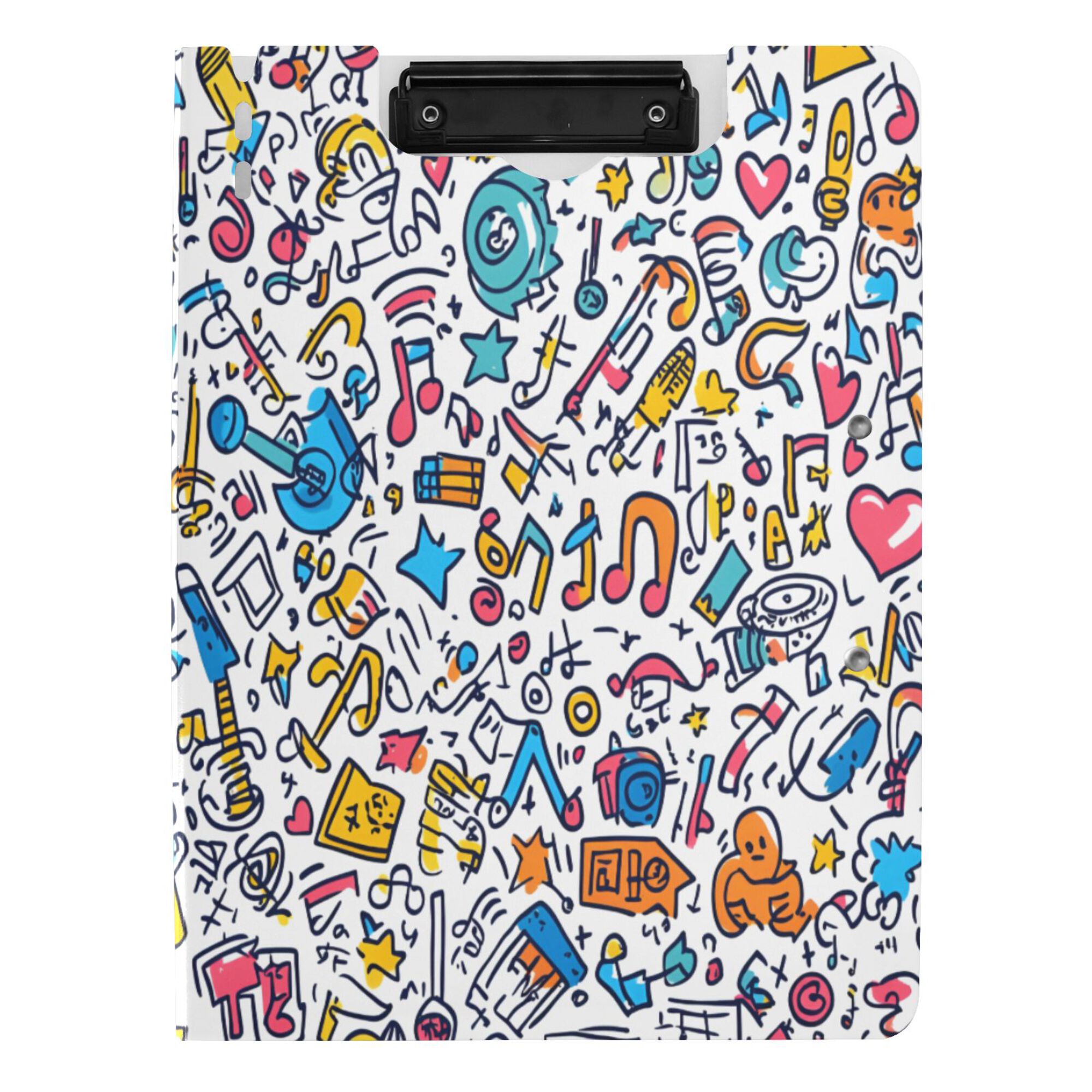 FORMRS A4 Clipboard Folder with Pen Holder Horizontal Foldable School Office Binder, Doodle Pattern