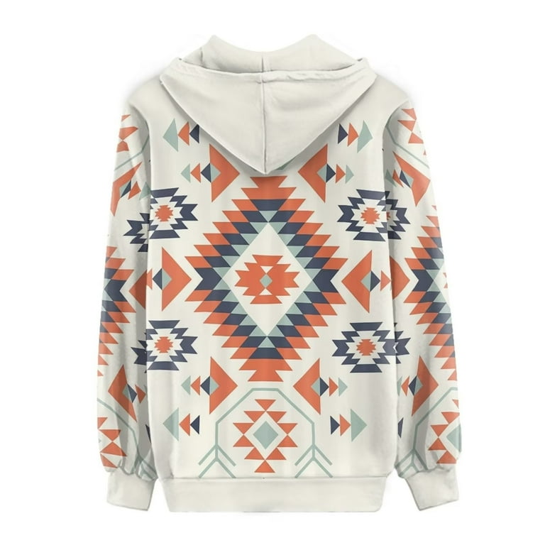 Women's vintage tribal print long sleeve hoodie hotsell