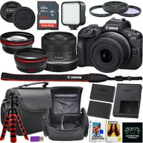Canon EOS R100 Mirrorless Camera w/Canon RF-S 18-45mm f/4.5-6.3 is STM Lens   Camera Case   Extra Battery   64GB Memory   Flexible Tripod   More (17pc Bundle)