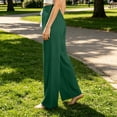 thumbnail image 5 of Drses‌‌ Women's High Waist Smocked Drawstring Tie Knot Linen Palazzo Pants, Lightweight Flowy Loose Wide Leg Casual Lounge Trousers with Pockets, 5 of 6