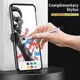 thumbnail image 3 of MonsDirect for 6.7 inch Samsung Galaxy Z Flip 3 5G 2021 Case with A Capacitance Pen, Two Hinge Protection Plating PC Frame Leather Grain Shockproof with S Pen Holder for Galaxy Z Flip 3, Black, 3 of 7