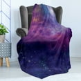 thumbnail image 4 of Outer Space Soft Flannel Fleece Throw Blanket, Dim Star Clusters Milky Way Inspired Circle Back with Solar Elements, Cozy Plush for Indoor and Outdoor Use, 70" x 90", Purple Blue, by Ambesonne, 4 of 5