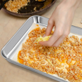thumbnail image 4 of Dosaele Toaster Oven Pans Set of 2 Stainless Steel Toaster Oven Tray Rectangle Size 9 x 7 x 1 inch  Rust Free & Deep Edge  Thick & Sturdy  Easy Clean & Dishwasher Safe, 4 of 7