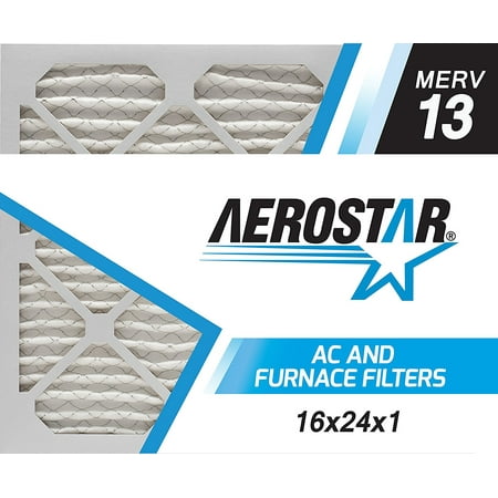Aerostar Home Max 16x24x1 MERV 13 Pleated Air Filter, Made in the USA, Captures Virus Particles, 6-Pack