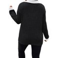 thumbnail image 3 of Suéter de Punto Informal de Talla Grande para Mujer, Cuello en V, Solapa, Color Liso, Camisa de Larga. y Negro 4XL, 3 of 7