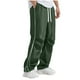 thumbnail image 1 of Amzcrzy Pantalones Paracaidistas Hombre Color Liso Rayas Urbana Chándal Holgados Pierna Recta Ancha Cintura Elástica Transpirables Ligeros Tallas S-3XL Verde, 1 of 6