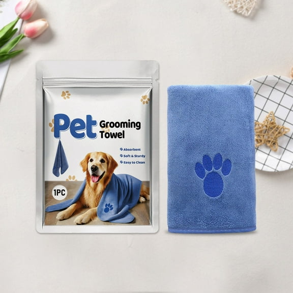 1 Pack Microfiber Dog Towels for Drying Dogs Large, Dog Towel, Super Absorbent and Soft Pet Grooming Towel, 30 Inch X 14 Inch, Perfect Dog Drying Towels for Large, Medium or Small Dogs, Blue