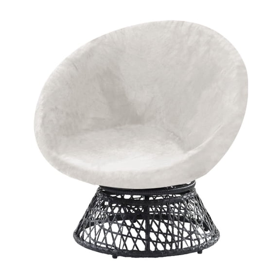 Velvet Round Saucer Chair Cover Slipcover Only High Stretch Papasan Chair Cushion Cover Removable Furniture Protector for Living Room Washable-m||ivory