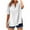 White, variant on Women's T-Shirts Solid Color Cotton Linen 3/4 Sleeve Split V-Neck Button Tops Casual Loose T-Shirts