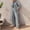 Grey, variant on BYHONG Womens Pant Suits Women Cardigan Suits Knitted Pants Set Pants for Women Green One Size