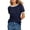 Navy, variant on Women's Solid Crew Neck Short Sleeve T Shirt With Contrast Trim Casual Top, L, Yellow