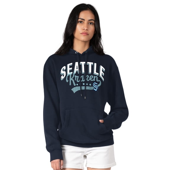 Women's G-III 4Her by Carl Banks Deep Sea Blue Seattle Kraken Filigree Logo Pullover Hoodie