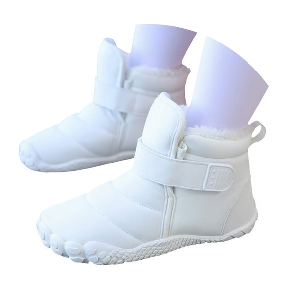 Kids Winter Snow Boots for Boys Girls Wide Toe Box Warm Barefoot Hiking Shoes Furry Lined Outdoor Ankle Booties