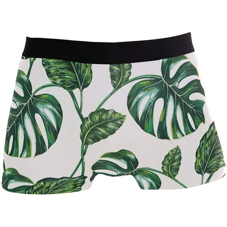 Jungle Monstera Leaf Tropical Leaves Floral Pattern On White Mens Boxer ...